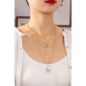 3 layered natural stone necklace